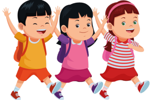 Three kids with backpack